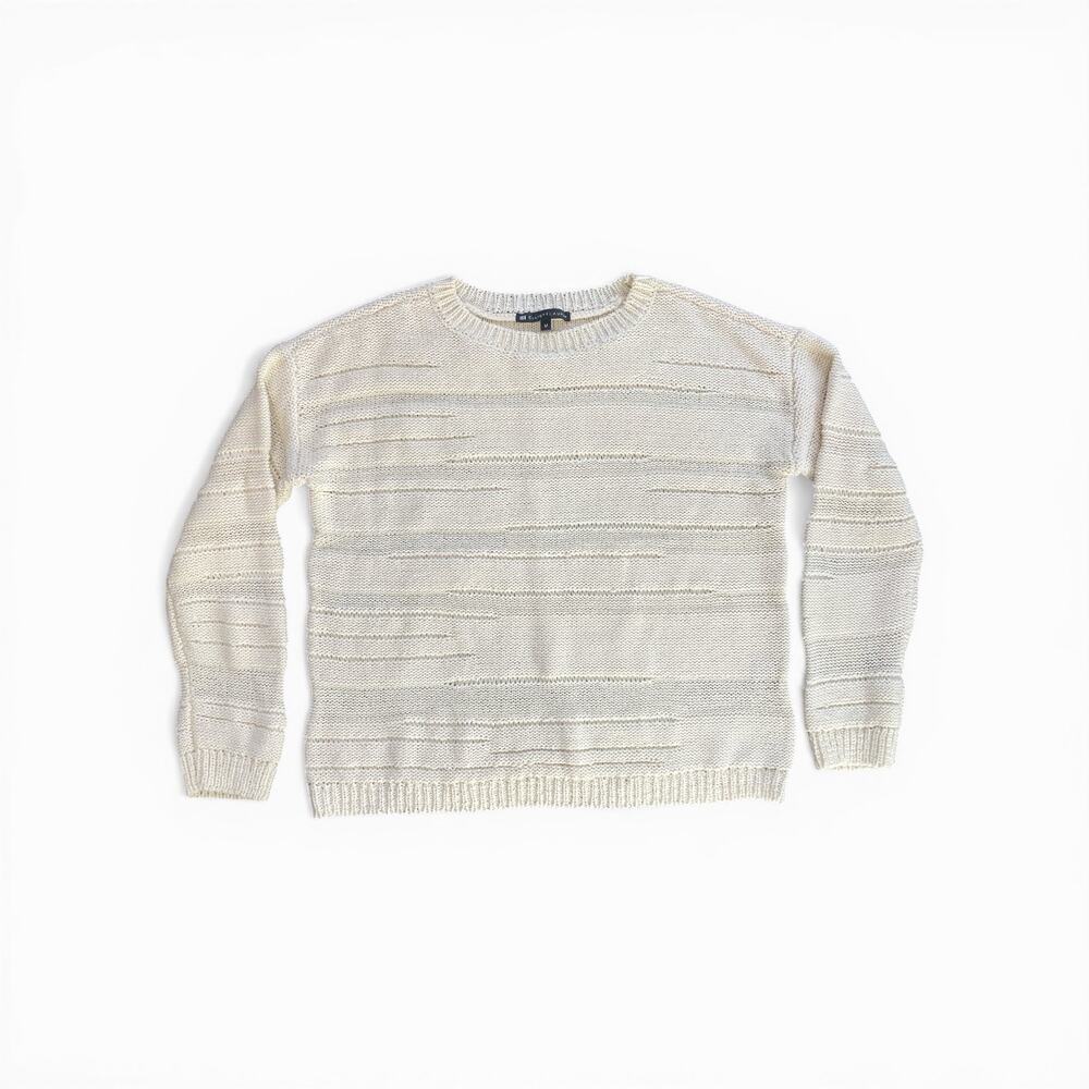 Elliott Lauren Open Knit Striped Ivory Sweater - Picture 4 of 6